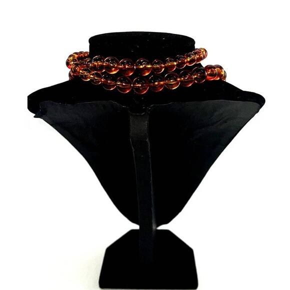 Necklace Saks Fifth Avenue Acrylic Beaded Art Deco Bead Graduated Marbleized B#8 - Picture 7 of 13